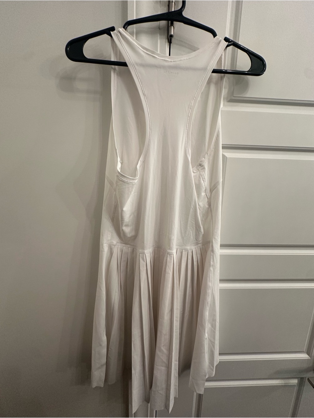 Athleta White Pleated Racerback Dress